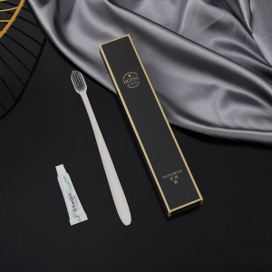 Custom Logo Disposable Toothbrush and Toothpaste Set Black Gold Hotel Amenities Toothbrushes Hotel Supplies