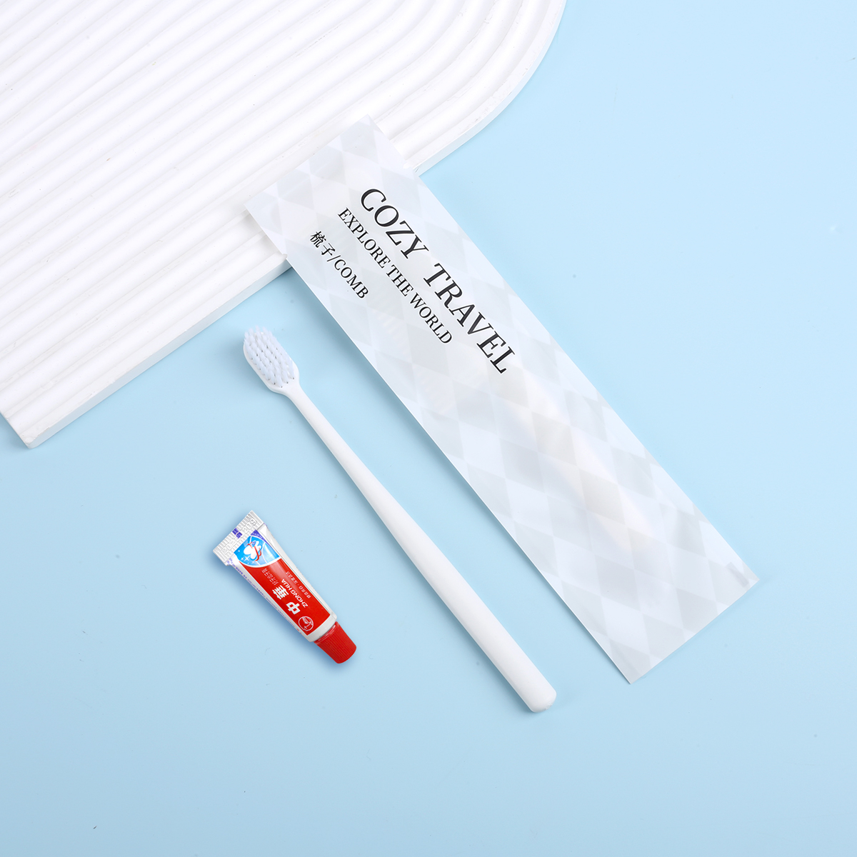 OEM Custom Disposable Hotel Toothbrush With Toothpaste Set Hotel Dental Kit - Imagen 6