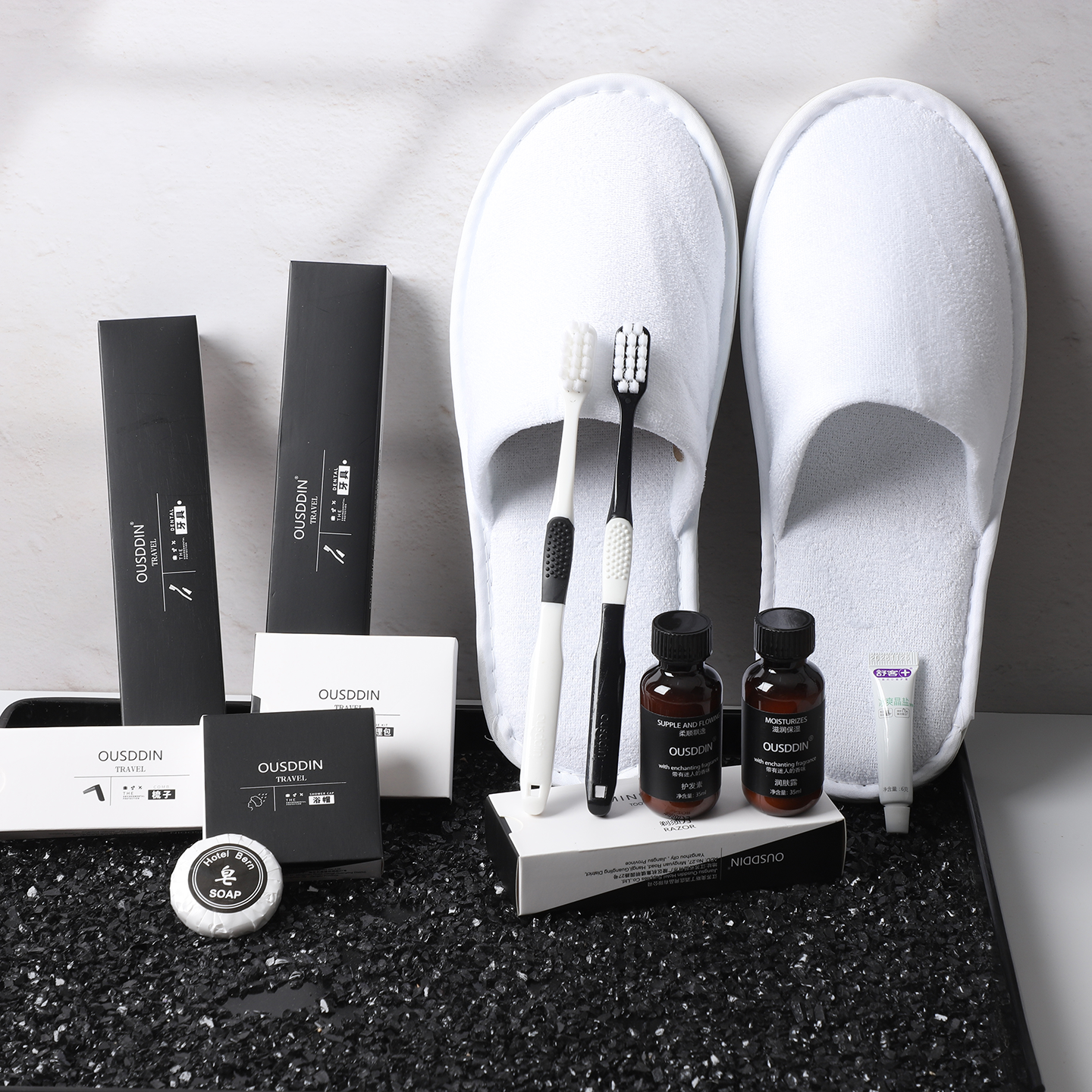 Custom Logo Disposable Toothbrush and Toothpaste Set Black and White Box Hotel Amenities Toothbrushes Hotel Supplies - 图片 5