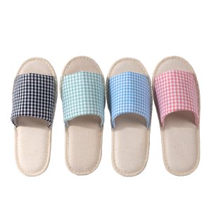 Custom Personalized Luxury Disposable Linen-cotton Spa Slippers with Custom Logo Travel Guest Amenities for Hotel and Spa