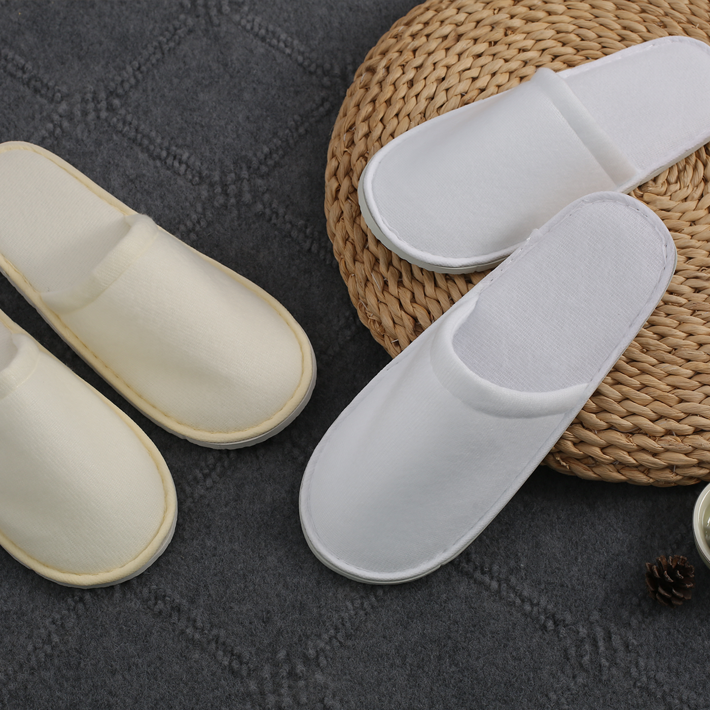 Custom Luxury Disposable Pulled Fabric Spa Slippers with Custom Logo Personalized Hotel Amenities for Spa Travel Guests - Imagem 4