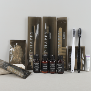 Custom Logo Disposable Soft Film Toothbrush and Toothpaste Set Black Hotel Amenities Toothbrushes Hotel Supplies