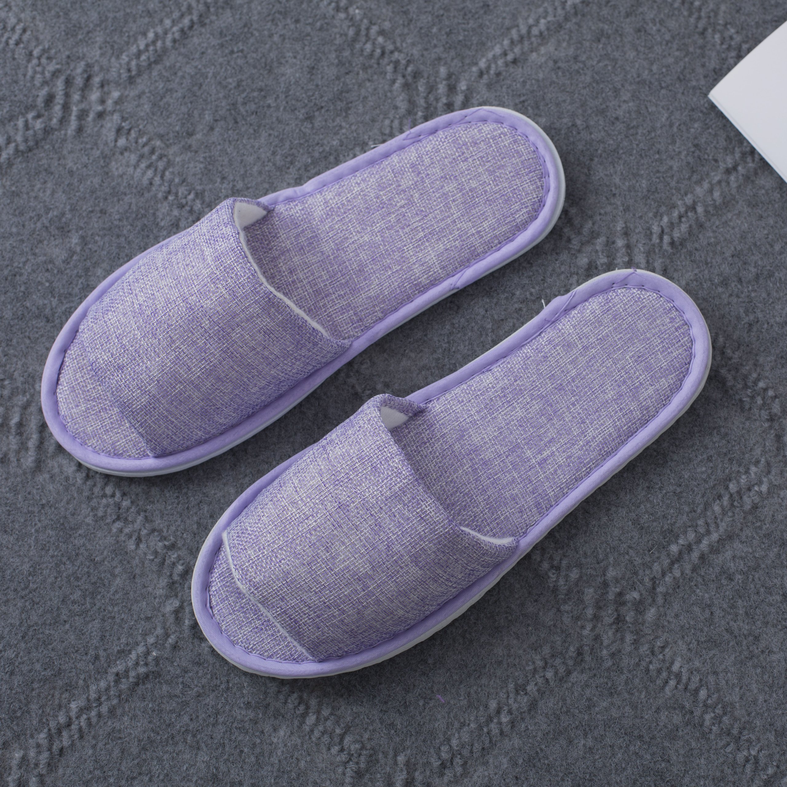 Hotel Supplier Custom Breathable Linen Hotel slippers Disposable Sandals Hotel Shoes for Men Women - Image 2