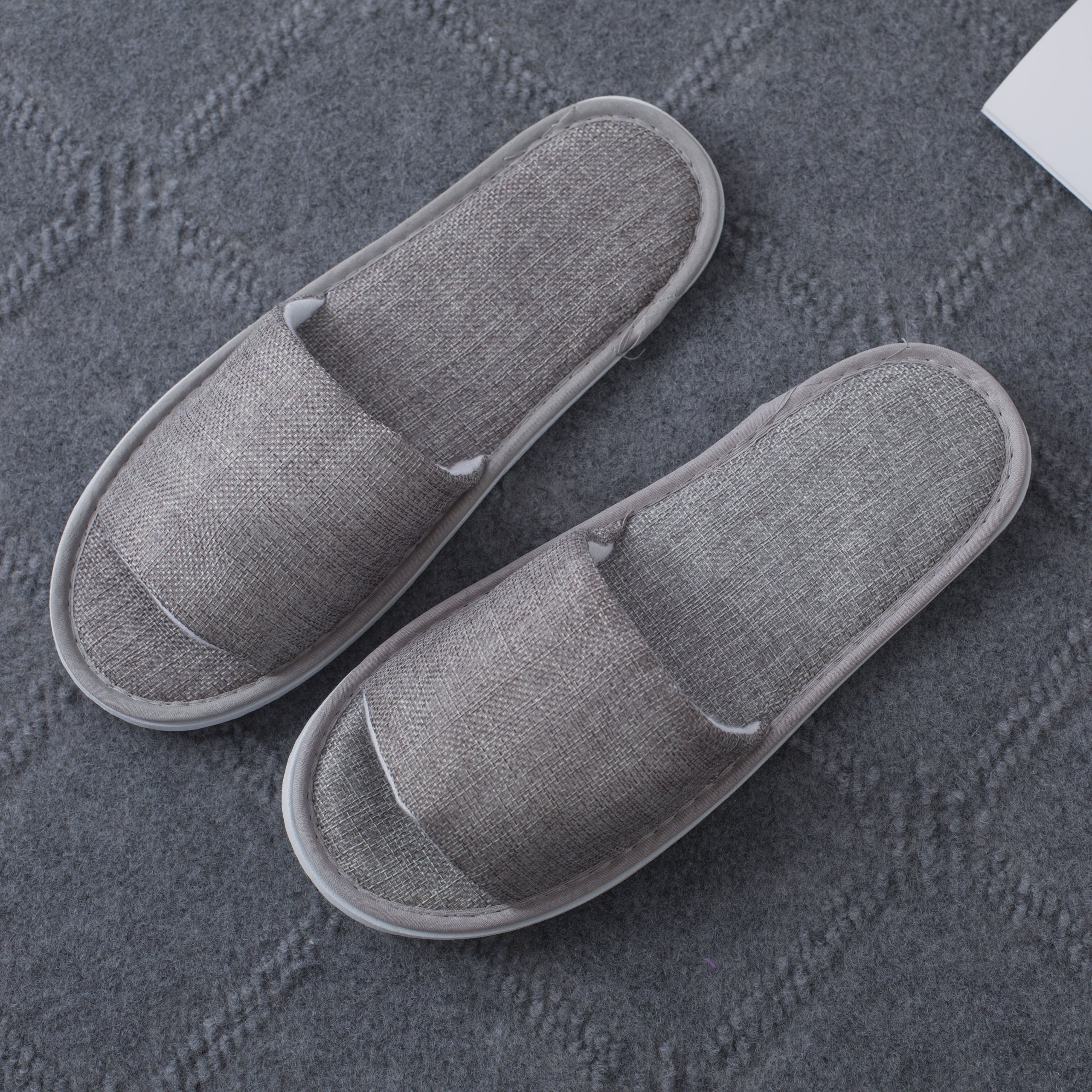 Hotel Supplier Custom Breathable Linen Hotel slippers Disposable Sandals Hotel Shoes for Men Women - Image 3