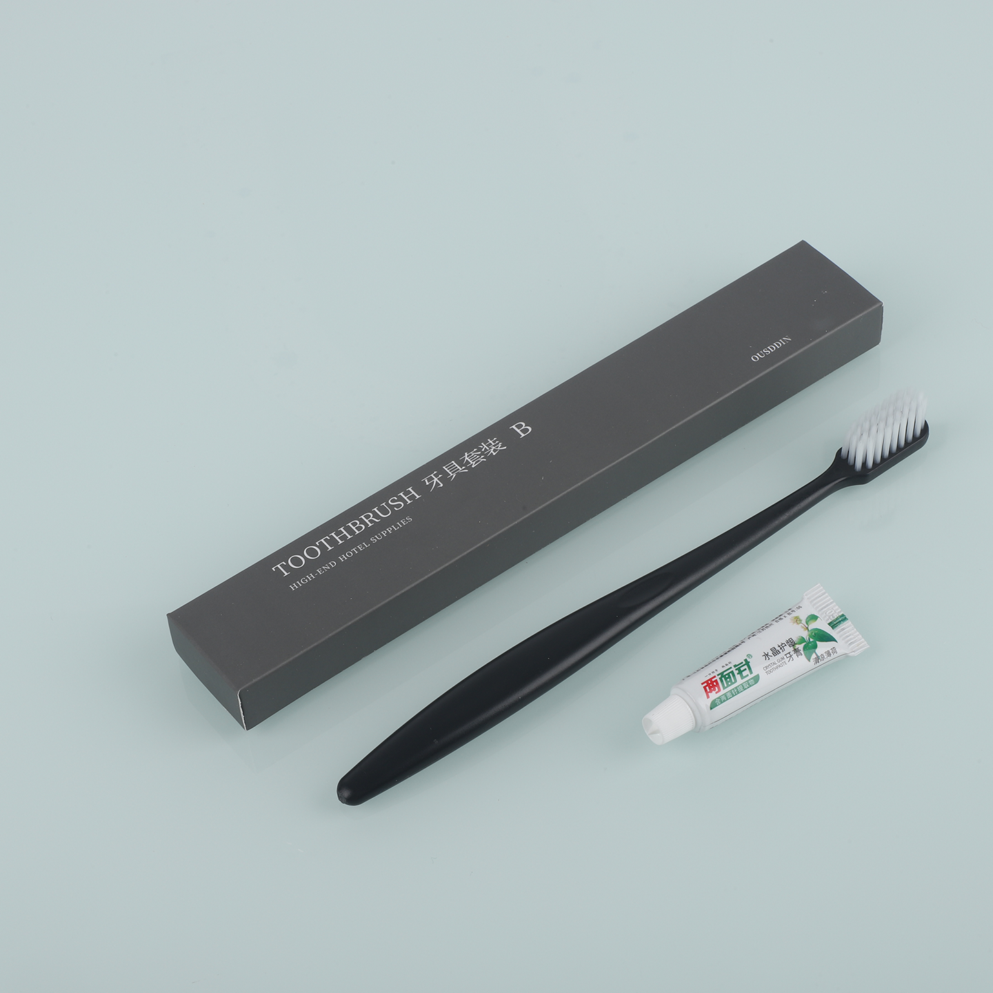 Custom Logo Disposable Toothbrush and Toothpaste Set Grey Box Hotel Amenities Toothbrushes Hotel Supplies - Image 3