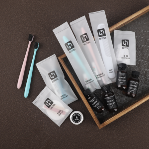 Custom Logo Disposable Soft Film Toothbrush and Toothpaste Set Black Hotel Amenities and Supplies