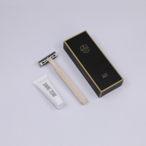 Cheap Wholesale Hotel Disposable Razor With Shaving Cream Wheat Straw Shaving Kit for Hotels