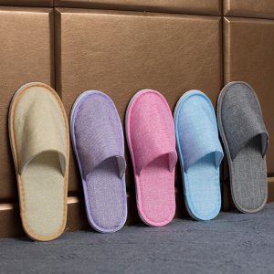 Hotel Supplier Custom Breathable Linen Hotel slippers Disposable Sandals Hotel Shoes for Men Women