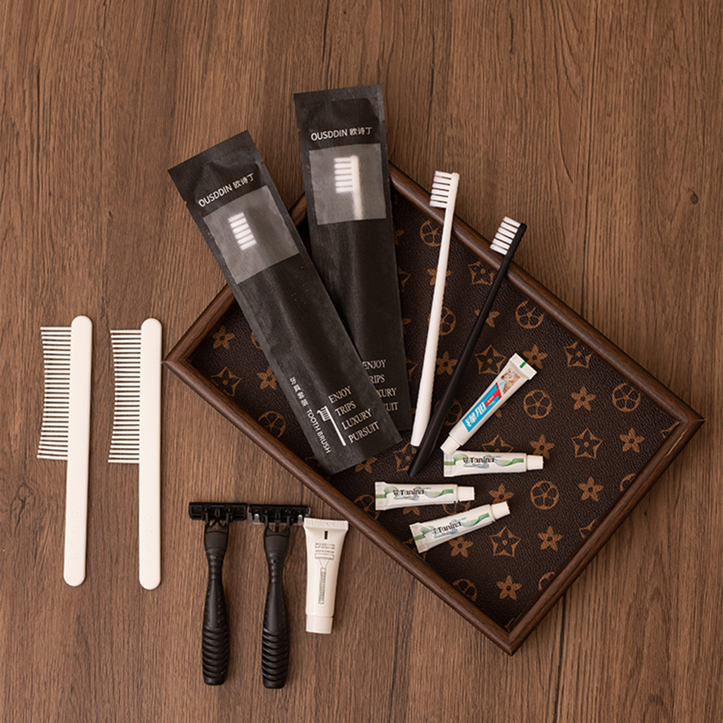 Custom Eco Friendly Biodegradable Hotel Bathroom Toiletries Amenities Set Disposable Luxury Hotel Travel Supplies Kit - Imagem 2