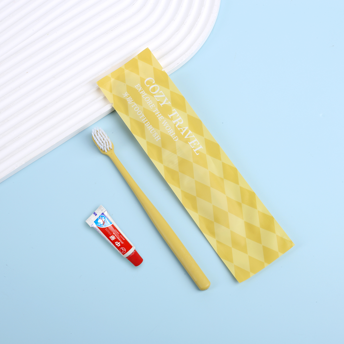 OEM Custom Disposable Hotel Toothbrush With Toothpaste Set Hotel Dental Kit - Imagen 4