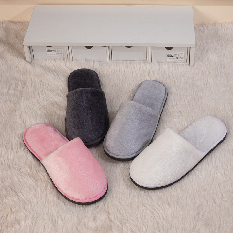 Hotel Distributor Custom Logo Personalized Washable Disposable Autumn and Winter Ultra-Soft Arctic Fleece Slippers
