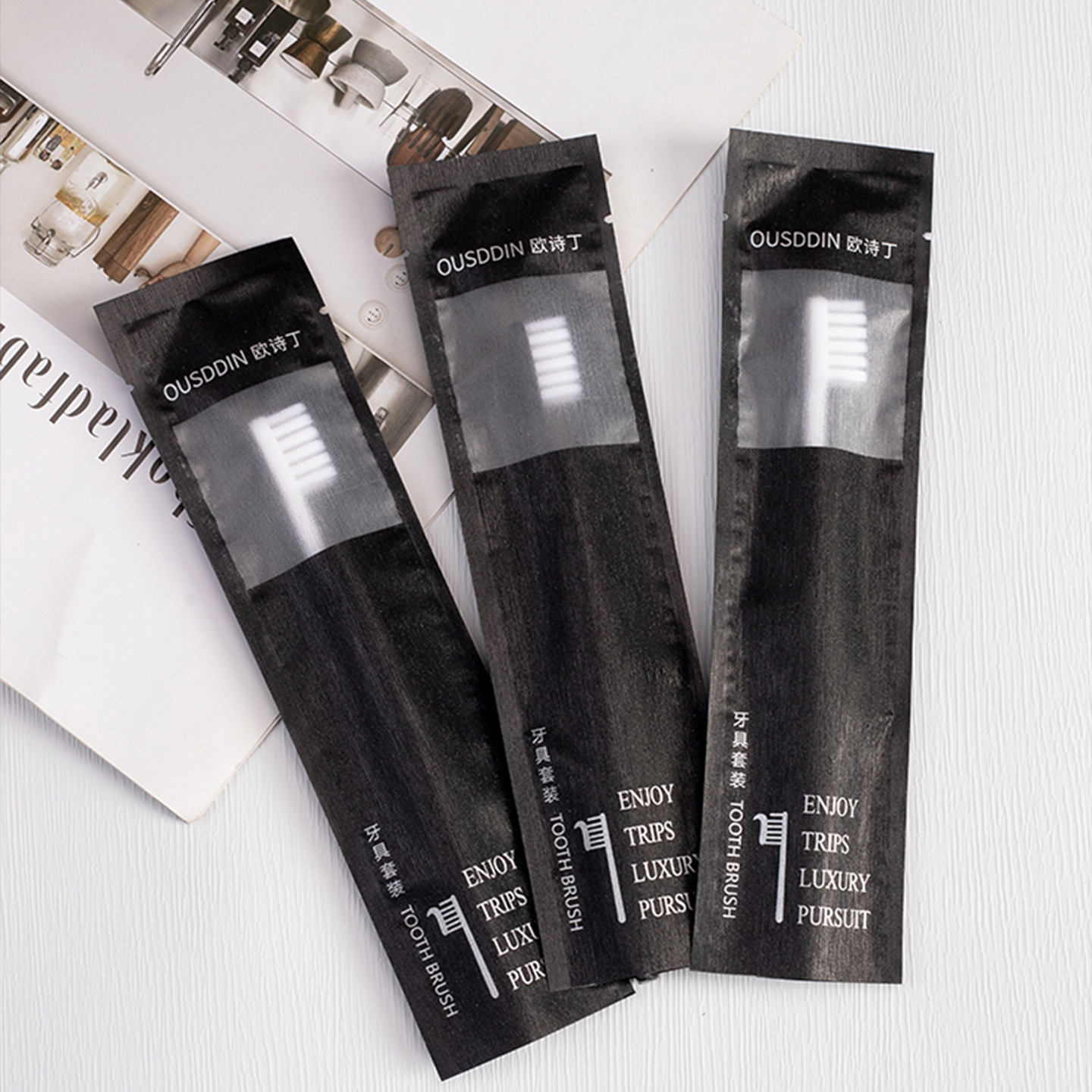 Custom Eco Friendly Biodegradable Hotel Bathroom Toiletries Amenities Set Disposable Luxury Hotel Travel Supplies Kit - Imagem 4