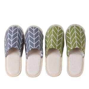 Custom Personalized Luxury Leaf Vein Textured Slippers with Logo Travel and Guest Amenities for Hotel and Spa