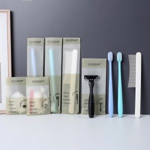 Customizable Hotel Disposables Soft Bristle Toothbrushes Toothpaste Sets Shower Gel Soap Toiletries Hotel Slipper Sets