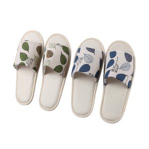 Custom Personalized Luxury Disposable Linen-cotton Spa Slippers with Custom Logo Travel Guest Amenities for Hotel and Spa