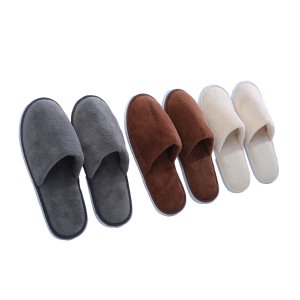 Luxury Wholesale Velvet Soft Premium Hotel Slippers Custom Logo Women Unisex Coral Fleece Disposable Hotel Spa Slippers