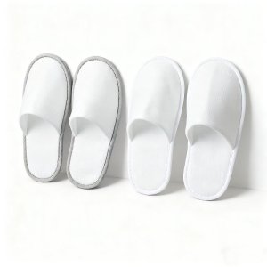 Custom Luxury Disposable Pulled Fabric Spa Slippers with Custom Logo Personalized Hotel Amenities for Spa Travel Guests