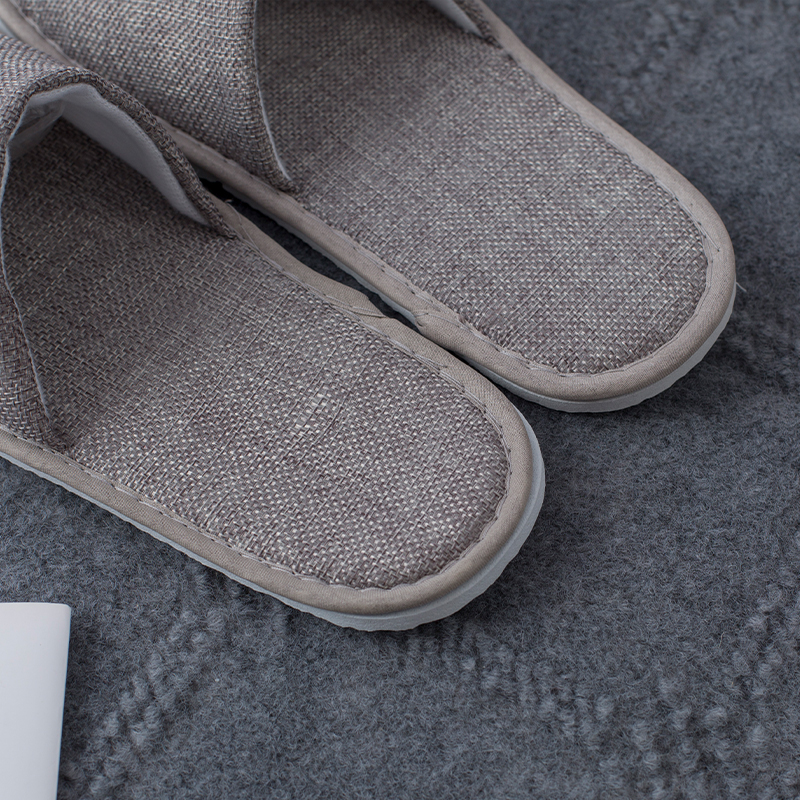 Hotel Supplier Custom Breathable Linen Hotel slippers Disposable Sandals Hotel Shoes for Men Women - Image 3