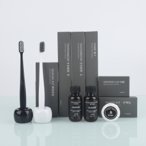 Custom Logo Disposable Toothbrush and Toothpaste Set Grey Box Hotel Amenities Toothbrushes Hotel Supplies
