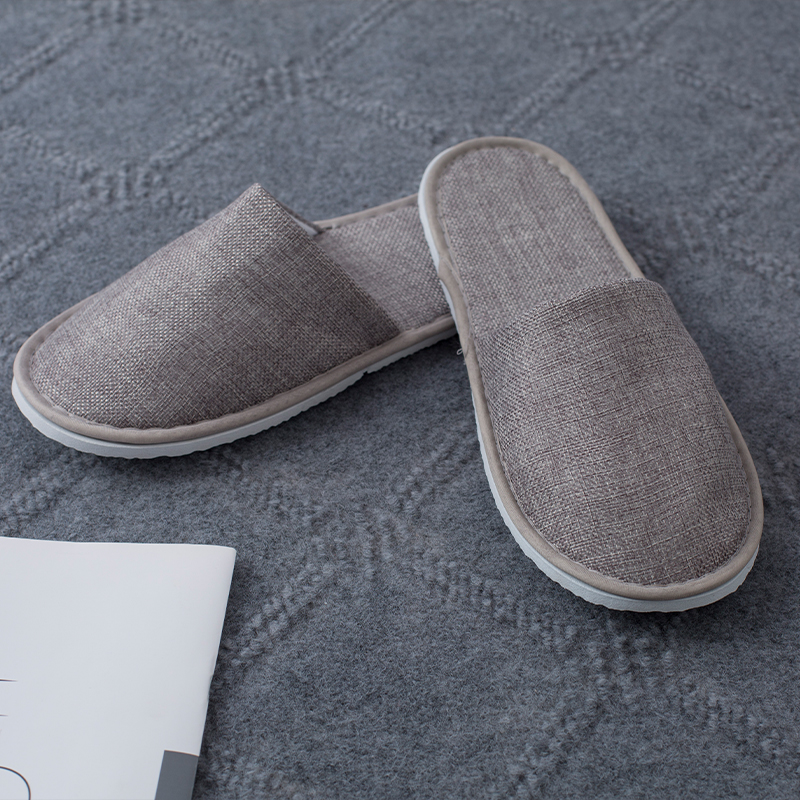 Hotel Supplier Custom Breathable Linen Hotel slippers Disposable Sandals Hotel Shoes for Men Women - Image 2