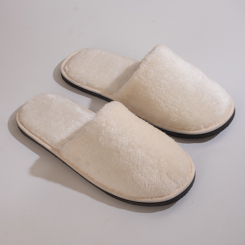 Hotel Distributor Custom Logo Personalized Washable Disposable Autumn and Winter Ultra-Soft Arctic Fleece Slippers - الصورة 6