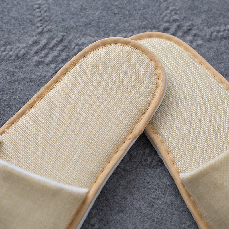 Hotel Supplier Custom Breathable Linen Hotel slippers Disposable Sandals Hotel Shoes for Men Women - Image 5