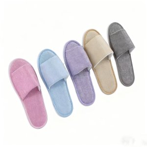 Custom Personalized Luxury Disposable Linen Spa Slippers with Custom Logo Travel Guest Amenities for Hotel and Spa