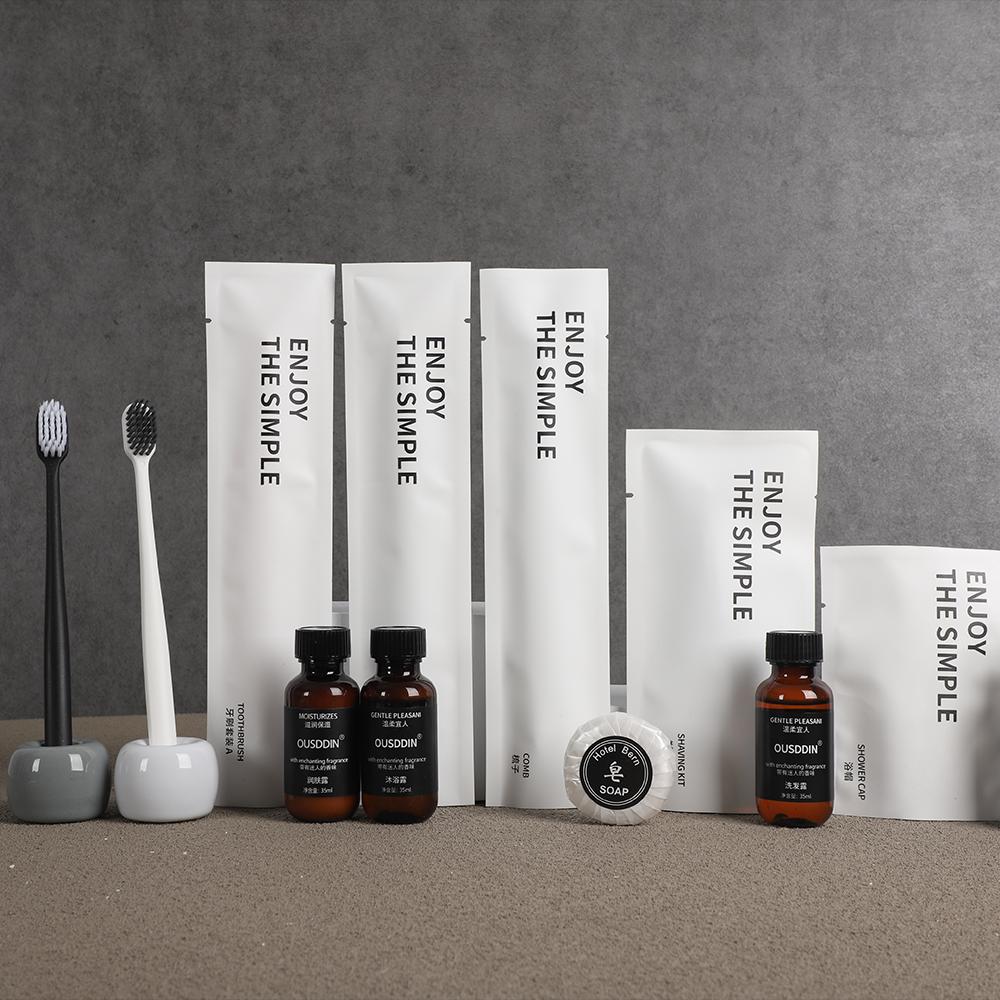 Custom Logo Disposable Soft Film Toothbrush and Toothpaste Set Black Hotel Amenities and Supplies
