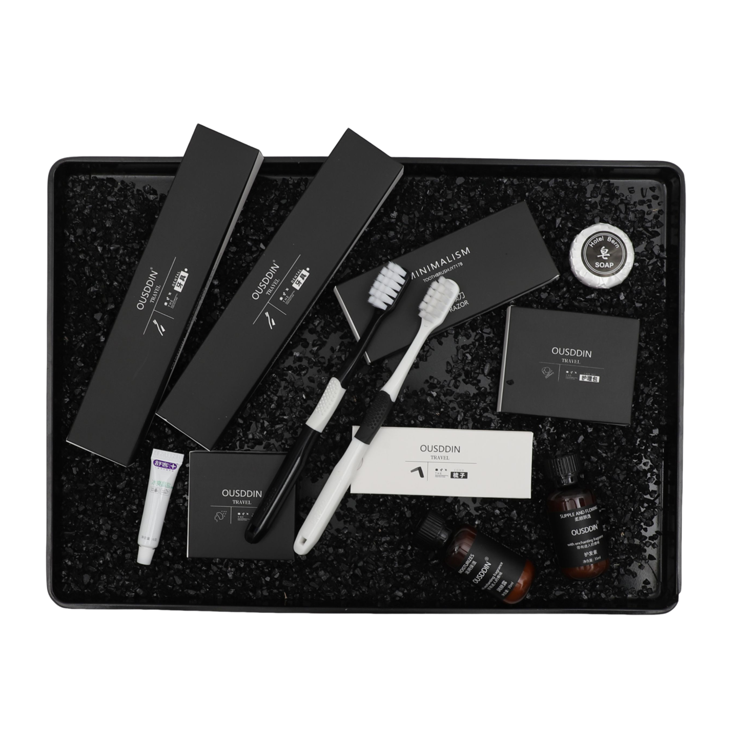 Custom Logo Disposable Toothbrush and Toothpaste Set Black and White Box Hotel Amenities Toothbrushes Hotel Supplies - 图片 6