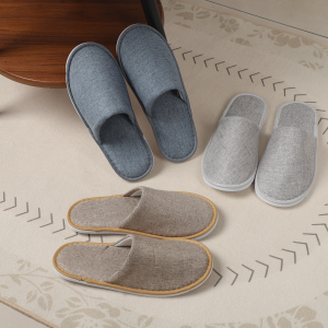Custom Personalized Luxury Disposable Linen Spa Slippers Soft Travel Guest Amenities for Hotels and Spas with Custom Logo